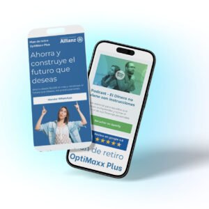 Mockup móvil del plan de retiro Allianz OptiMaxx Plus