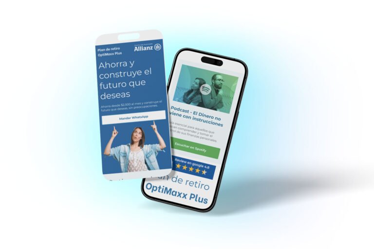 Mockup móvil del plan de retiro Allianz OptiMaxx Plus